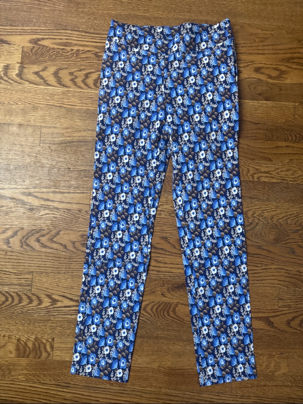 J. McLaughlin Blue Floral Stretch Cropped Pants size 6